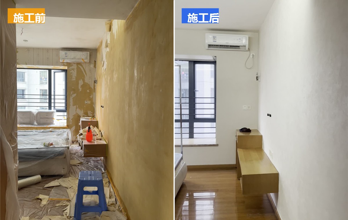 顺乐发旧房墙面翻新施工前后对比